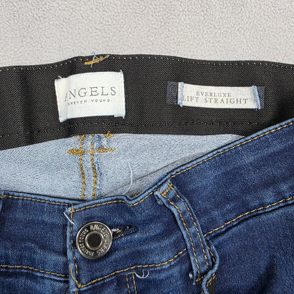 Angels Jeans Women 10 Blue Straight Everluxe Lift Straight Stretch Dark Wash - Picture 5 of 10
